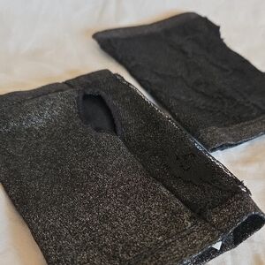 Justice Black Metallic & Lace Fingerless Gloves Hand Mitts